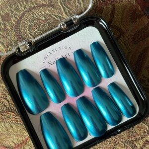 Metallic Teal Press-On Nails